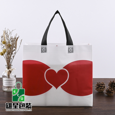 Wholesale Non-Woven Fabric Laminating Hand Bag Fashion Shopping Clothing Handbag Take out Take Away Non-Woven Bag Spot