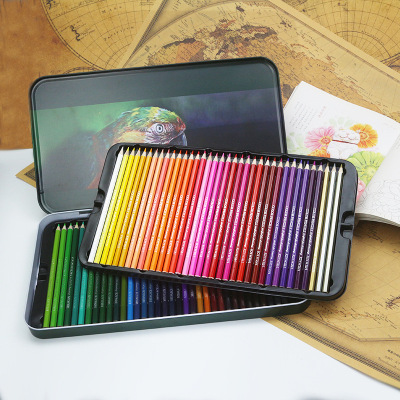 Cross-Border Hot Amazon Hot Sale Drawing Sets Brush Color Lead Suit Mark Pen 72 Color Pencil Iron Box