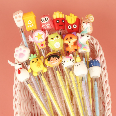 Cartoon Creative Animal Martial Arts Propelling Pencil Student Writing Painting Festival Pencil Replaceable Pencil Refill Stationery