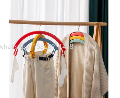 Multifunctional Bed Sheet Drying Rack Creative Rainbow Rotating Clothes Hanger Clothes Hanging Rack with Pants Clip Gift