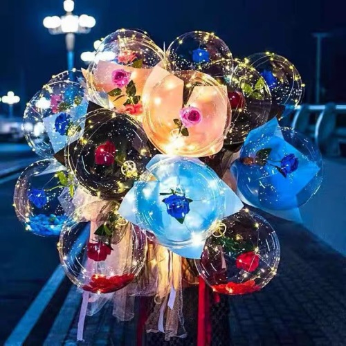 sparkling wave ball bouquet with light rose wave ball light net red balloon night market luminous stall