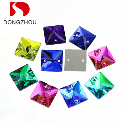 Hand Sewing Drill DIY Clothing Ornament Accessories Color Scattered Beads Flat Square Double Hole Glass Drill