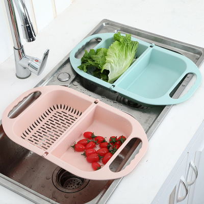 Foldable Drain Basket Household Multi-Functional Washing Basin Hanging Kitchen Plastic Fruit and Vegetable Draining Basin