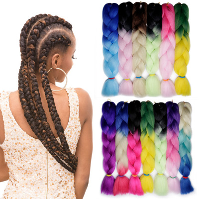 Dreadlocks Wig Gradient Color Chemical Fiber Big Braid African Wig Jumbo Braid Hair High-Temperature Fiber Hair Rope