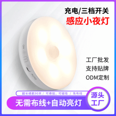Induction Night Lamp Wireless Lithium Battery Night Light LED Night Light Creative BedsideUse Rechargeable Night Light