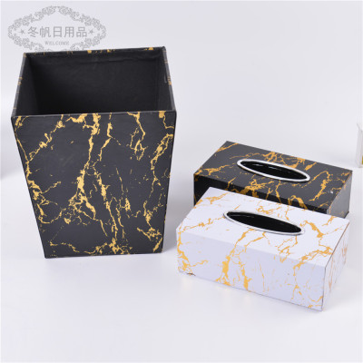Tissue Box Living Room Home Coffee Table Creative Napkin Tissue Box Hotel Marble Texture Paper Extraction Box