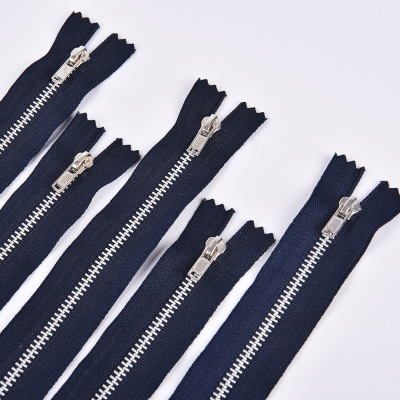 Factory Supply No. 4 Aluminum Zipper Closed Tail Metal Zipper with Pull Head Wholesale Can Be Customized