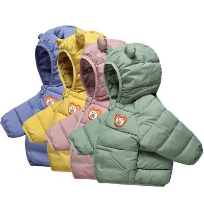 2021 Autumn and Winter New Children's down and Wadded Jacket Children Toddler Baby Ears Cotton-Padded Coat for Boys and Girls Lightweight Cotton Jacket Coat