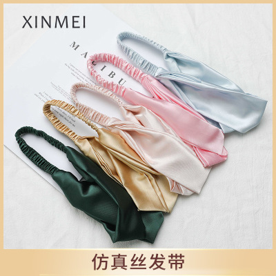 New Artificial Silk Washing Face Hair Band Hair Band Korean Style Internet Celebrity Ins Hair Rope Women's Elastic Band Pleated Hair Accessories Wholesale