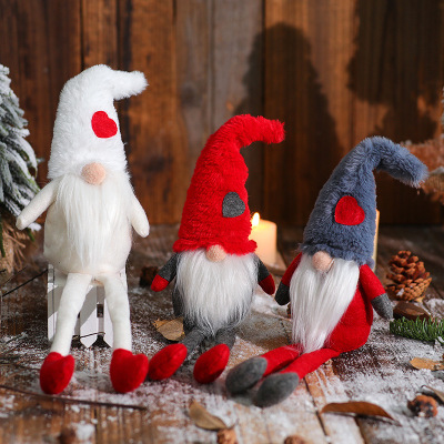 Quying New Christmas Decoration Plush Long Leg Rudolf Decoration Old Man Doll Children's Gift
