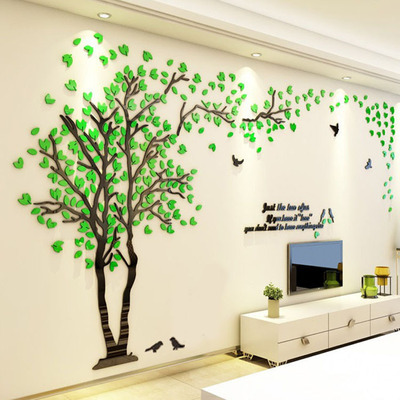 Big Tree Bird 3D Acrylic Crystal Stereo Wall Sticker Living Room Sofa TV Wall