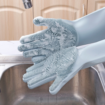 A2661 Silicone Dishwashing Gloves Dishwashing Brush Household Gloves Kitchen Gloves Magic Household Gloves