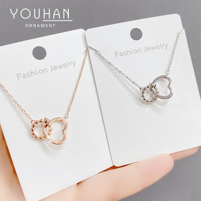 Cross-Border Supply Copper Plating Real Gold Peach Heart Necklace Female Wish Hot Sale European and American Ornament Wholesale