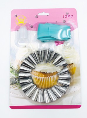 Stainless Steel 430 Decorating Nozzle 24-Piece Set Love Heart-Shaped round 22-Mouth Connector Silicone Mounting
