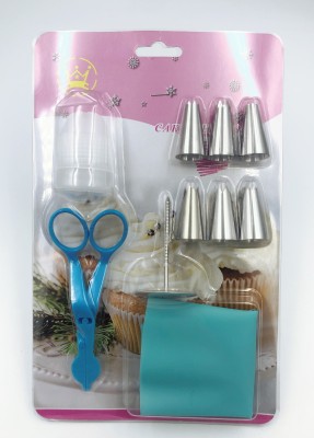 Stainless Steel 430 Decorating Nozzle Medium Decorating Nail Connector Cake Decorating Shears Scraper Baking Tool Set