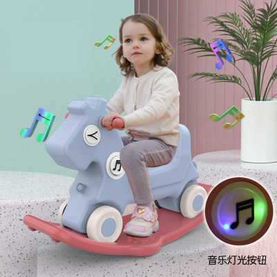 Children Harness Music Light Slidable Indoor Infants Baby with Music Light Rocking Horse Toys for One to Three Years Old