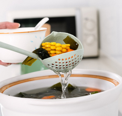 Kitchen Wheat Straw Soup Spoon Colander Two-in-One Environmental Protection Tableware Hot Pot Dual-Use Soup Spoon Hot Ladle Wholesale