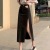 Summer 2021 New Korean Style High Waist Slit Denim Skirt Women's Slimming A- line Sheath Mid-Length Skirt