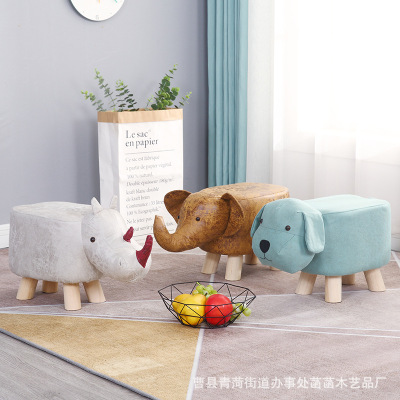 Wood Cartoon Animal Small Cloth Stool Children's Toy Stool Promotional Gift Shoe Changing Stool Sofa Advertising Stool