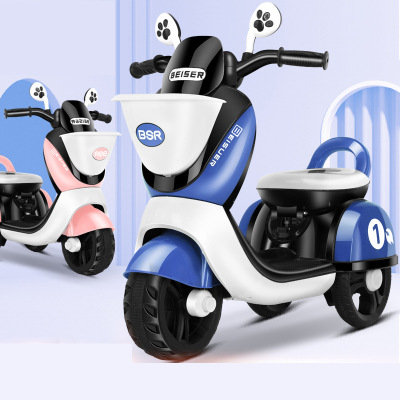 New Children's Electric Tricycle Mulan Electric Motorcycle 1-5 Rechargeable Double Drive Baby Battery Toy Car