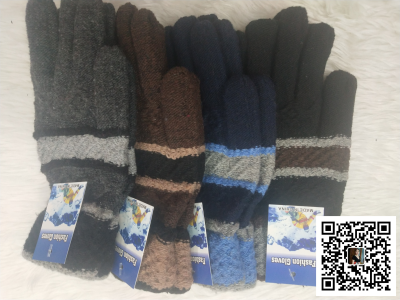 Men 'S Cashmere-Like Warm Soft Mixed Color Stripe Knitted Full Finger Gloves