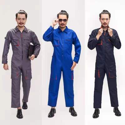 New Four Seasons Polyester Cotton One-Piece Overalls Labor Protection Clothing