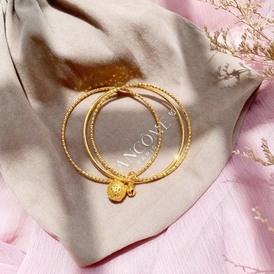 Simple Graceful Three Ring Bell Palace Bell Bracelet Female No Color Fading All-Match Gold Wristband Bracelet Lucky Bracelet