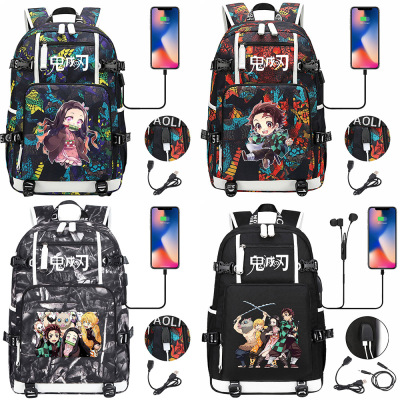 Popular Fashion Kimetsu No Yaiba Collection USB Youth Student Schoolbag Men's and Women's Casual Travel Backpack