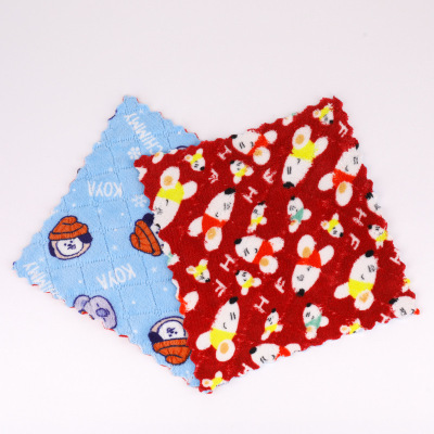 Practical Rag Absorbent Dishcloth Kitchen Household Cleaning Tablecloth Simple Coral Fleece Dish Towel Supply Wholesale