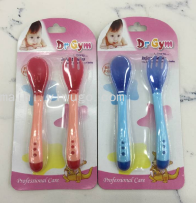 Baby Temperature Sensing Color-Changingald Tableware Suit Baby Silicone Spoon Children Spoon Soft Head Solid Food Spoon