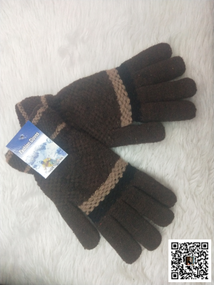 Men's Cashmere Color Matching Two Stripe Warm Soft Knitted Full Finger Gloves