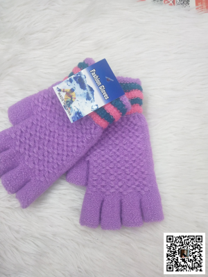 Women's Screw Type Mixed Color Cashmere Half Finger Warm Soft Comfortable Beautiful Knitted Gloves