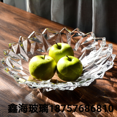 Lead-Free Glass Fruit Plate Transparent Diamond Large Fruit Plate Glass Plate Fruit Plate Small Fruit Plate Large Plate Dish