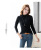 Fleece-Lined Thickened T-shirt Fall and Winter Inner Wear Half Turtleneck Korean Style Dralon Top Women's Solid Color