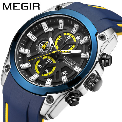 Brand Megir Megir Men's Watch Multi-Function Timing Sports Silicone Men's Quartz Sports Watch 2144