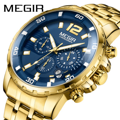 Cross-Border Hot Megir Megir Multi-Function Watch Business Sports Men's Watch Waterproof Timing Quartz Watch 2068