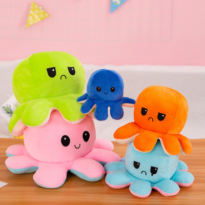 Cute Flip Octopus Doll Double-Sided Expression Flip Octopus TikTok Small Octopus Plush Toy Doll In Stock