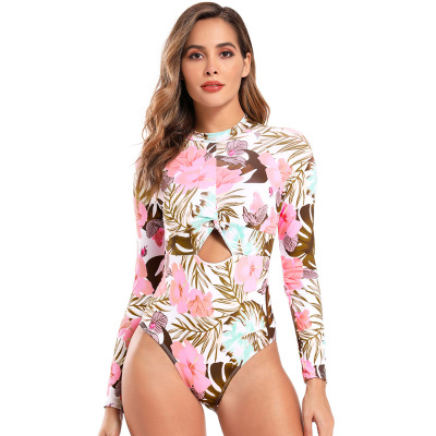 Printed Siamese Conservative Surfing Swimsuit 2021new Fresh Long Sleeve Sports Cross-Border Foreign Trade Sporlike