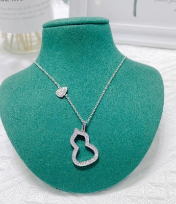 2021 New Chinese Style Hollow Gourd Necklace Female Online Influencer Fashion and Fully-Jewelled Clavicle Chain S925 Silver