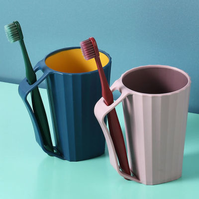 Nordic Creative Couple Cups Wash Cup with Handle Tooth Mug Double Color Gargle Cup Plastic Water Cup Tooth Mug