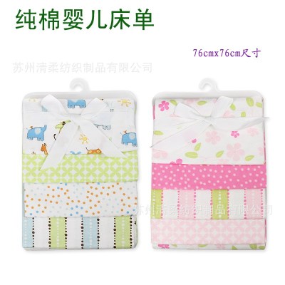 76cmx 76cm 4 Pack Baby Cotton Flannel Blanket Baby Receiving Blanket Large Size Baby Wraparound Cloth Cloth Wrapper