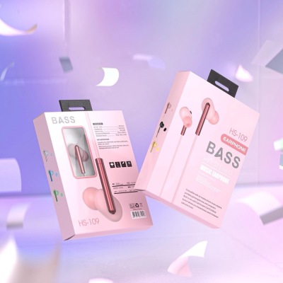 New Exquisite Boxed in-Ear Drive-by-Wire Headset with Microphone Heavy Bass Callable Macaron Color Mobile Phone Headset