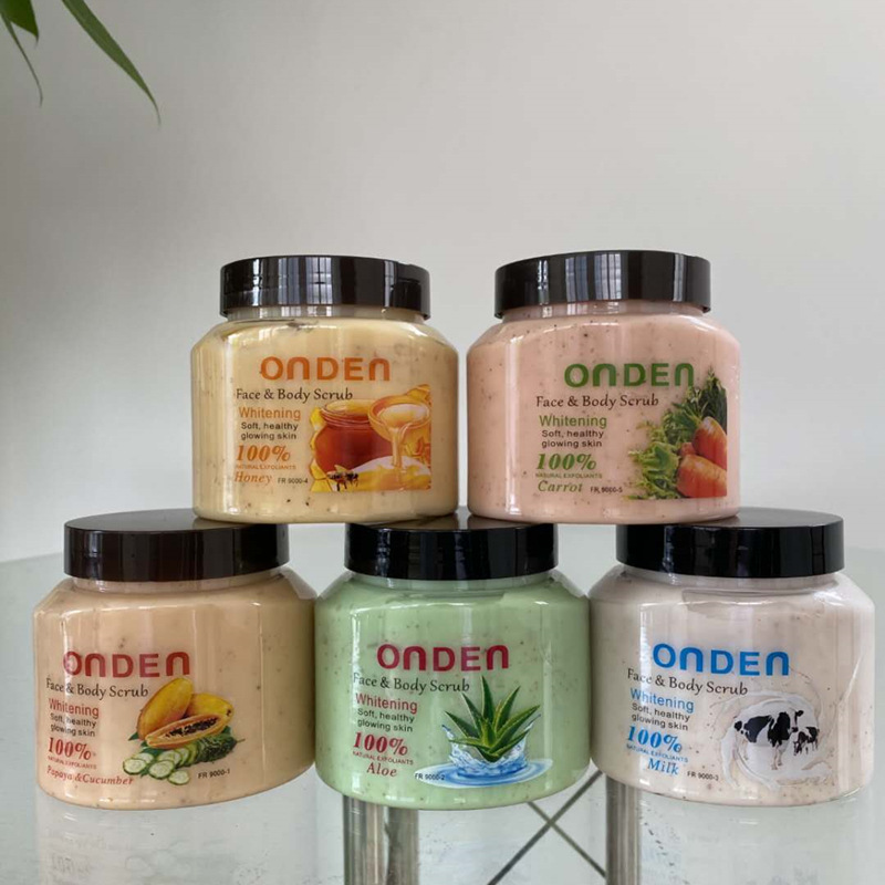 onden scrub芦荟面部清洁磨砂膏英文外贸出口身体牛奶磨砂膏300克