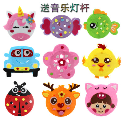 Children's Handmade DIY Non-Woven Lantern Material Package Mid-Autumn Festival Portable Cartoon Lantern DIY Luminous Lantern