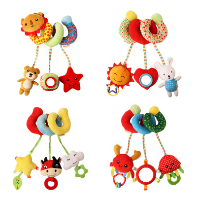 Baby Toy Car Hanging Rattle Infant Color Label Bed Winding Plush Toy Comforter Bed Winding in Stock Wholesale