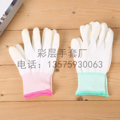 Labor Protection Gloves Pu Coated Palm Gloves Knitted Nylon Gloves Anti-Static Labor Protection Gloves Protective Gloves Factory Wholesale