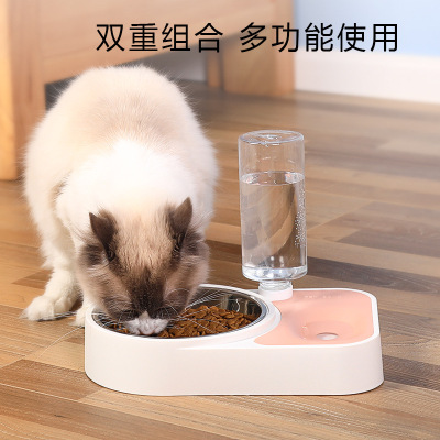 New Original Dog Bowl Keep Dry Mouth Dual Use Pet Bowl Cat Automatic Water Feeder Pet Double Bowl Automatic Drinking Basin