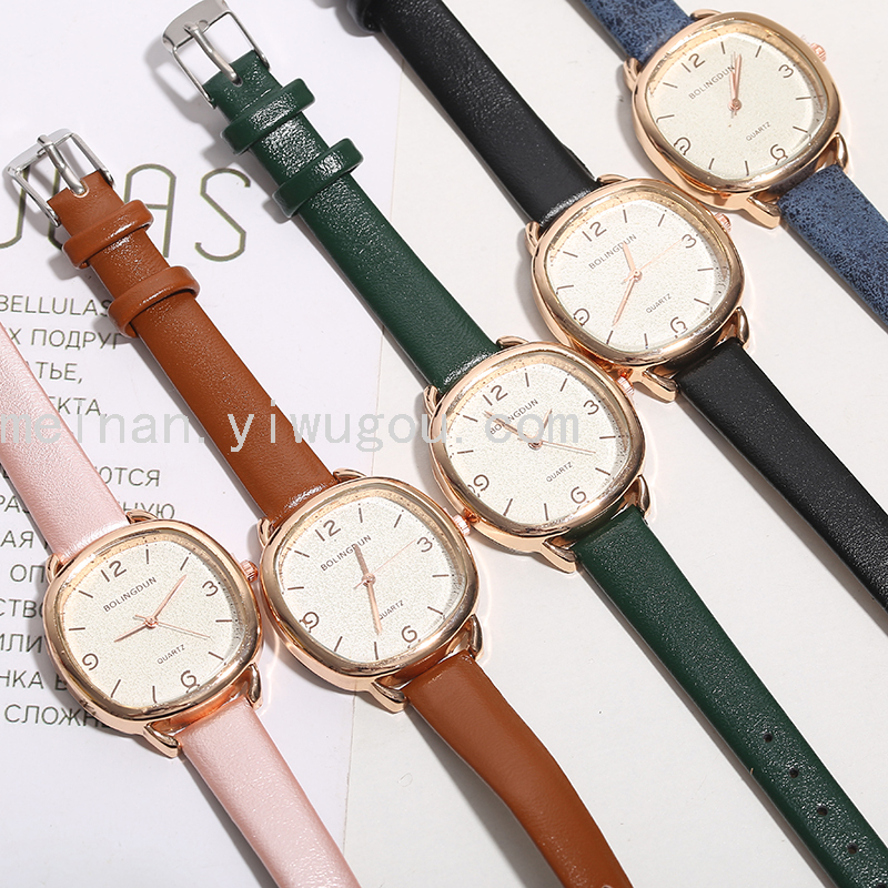 新款韩版细表带女士石英表 个性简约创意方形学生腕表