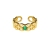 Simple Graceful Emerald Diamond-Embedded Open Ring Female Alluvial Gold Non-Fading All-Match Adjustable Ring Index Finger Ring