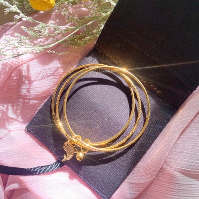 Elegant Three Silk Whale Bell Thin Bracelet Plated 18K Jin Han Version No Color Fading Gold Wristband Bracelet Female